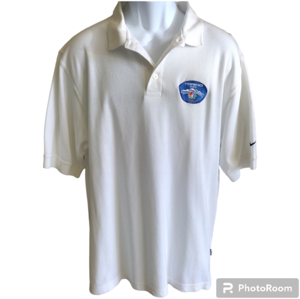 2006 Olympics Torino Italy Nike Team NBC  White Short Sleeve Polo Shirt Large